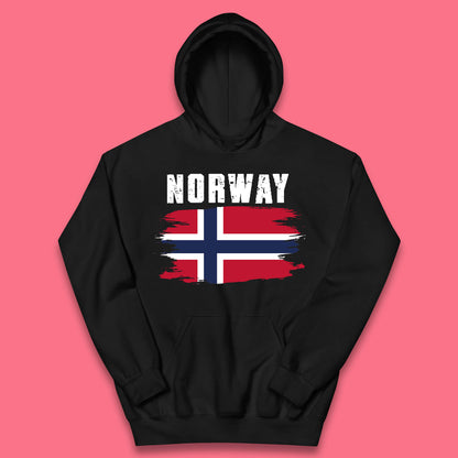 Distressed Norway Flag Kingdom Of Norway Patriotic Norwegian Flag Kids Hoodie