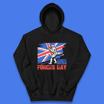 British Armed Forces Day British Veteran Day UK Flag Anzac Day Lest We Forget Kids Hoodie