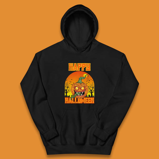 Happy Halloween Zombie Monster Pumpkin Jack-o-lantern Spooky Season Kids Hoodie