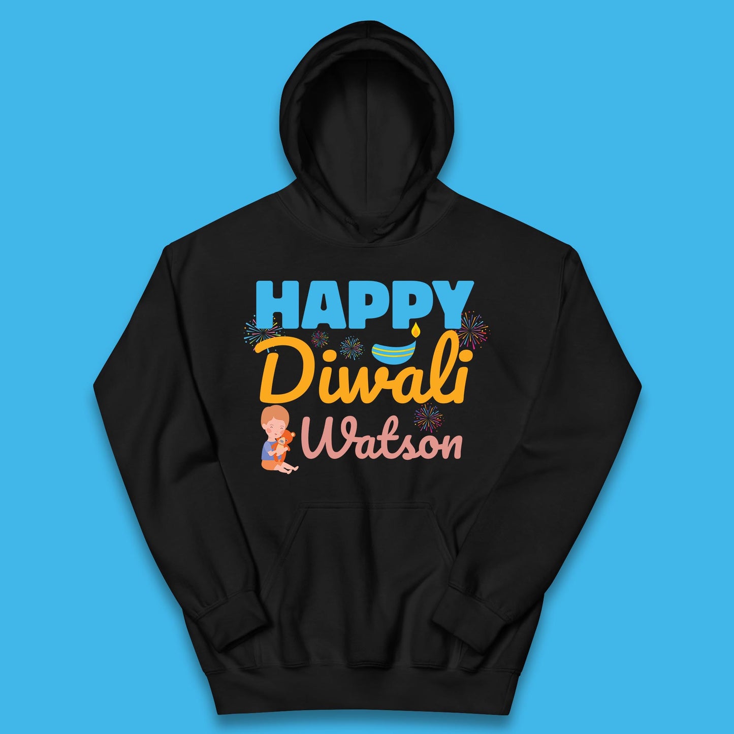 Personalised Happy Diwali Festival Of Lights Your Name Indian Diwali Holiday Celebration Kids Hoodie