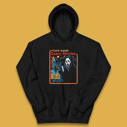 Let's Watch Scary Movies Screaming Ghostface Scream Watch Scary Halloween Kids Hoodie