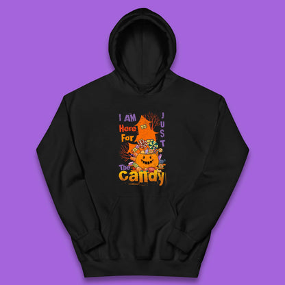 I'm Just Here For The Candy Halloween Trick Or Treat Kids Hoodie