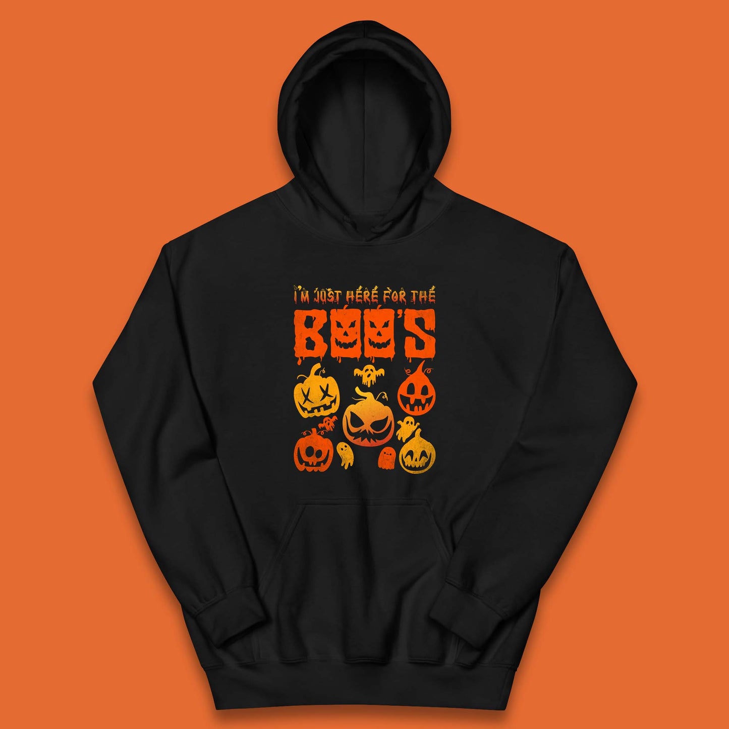 I'm Just Here For The Boos Halloween Funny Pumpkin Ghost Boos Jack-o-lantern Kids Hoodie