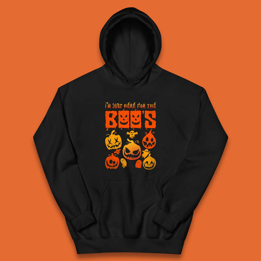 I'm Just Here For The Boos Halloween Funny Pumpkin Ghost Boos Jack-o-lantern Kids Hoodie