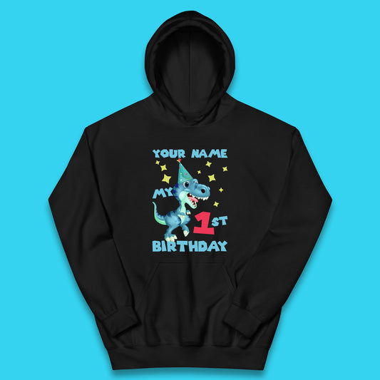 Personalised T-Rex Dinosaur Birthday Custom Name & Age Dino Birthday Gift Kids Hoodie