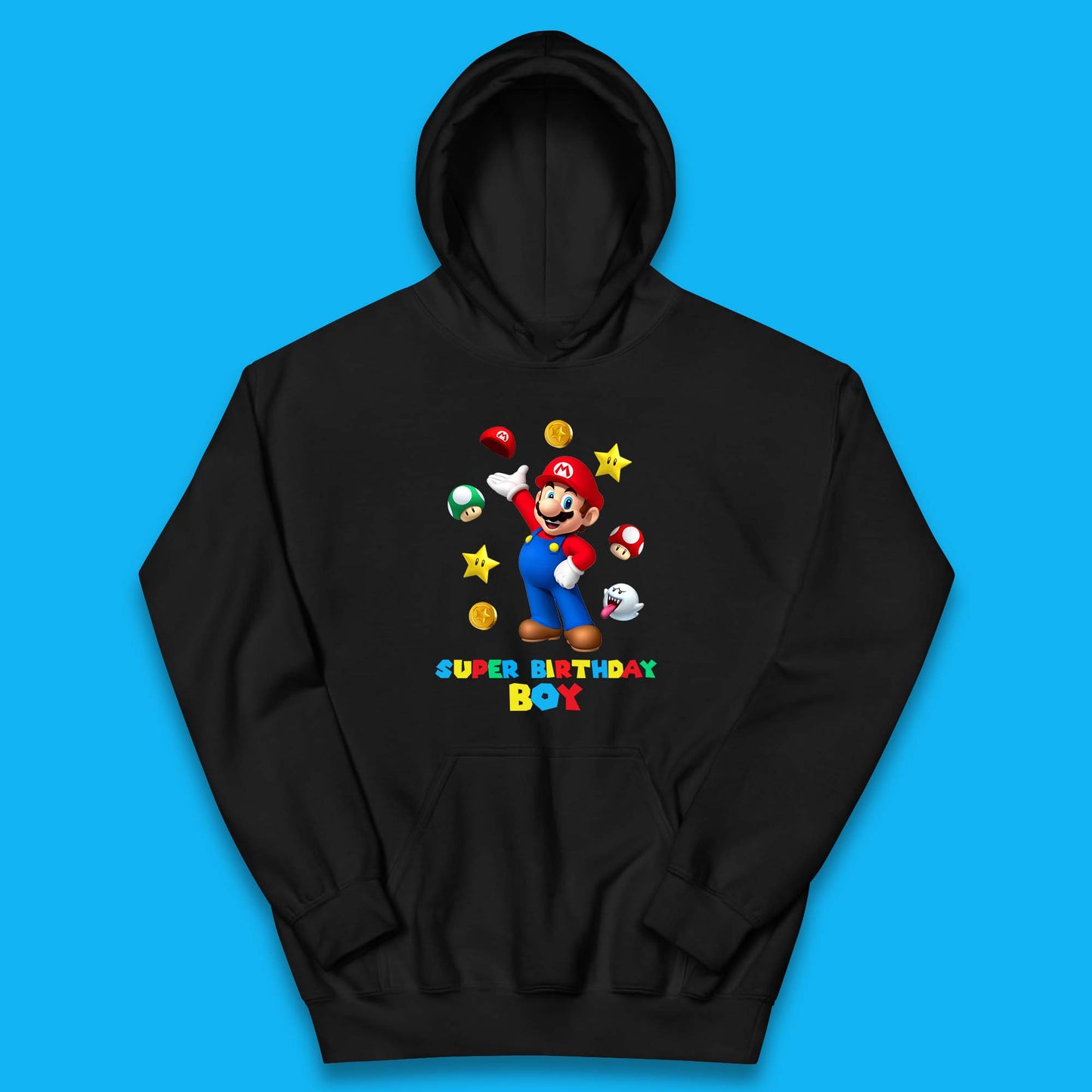 Super Birthday Boy Super Mario Game Series Mario Bros Super Mario Theme Birthday Party Kids Hoodie