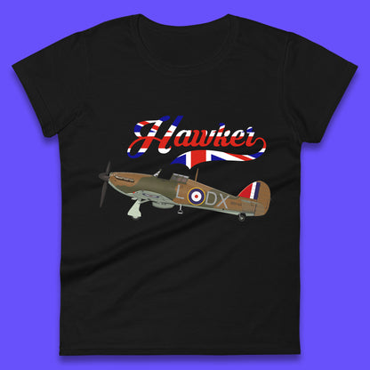 Hawker Hurricane United Kingdom Vintage WWII RAF Fighter Jet British Aircraft Royal Air Force Remembrance Day Womens Tee Top