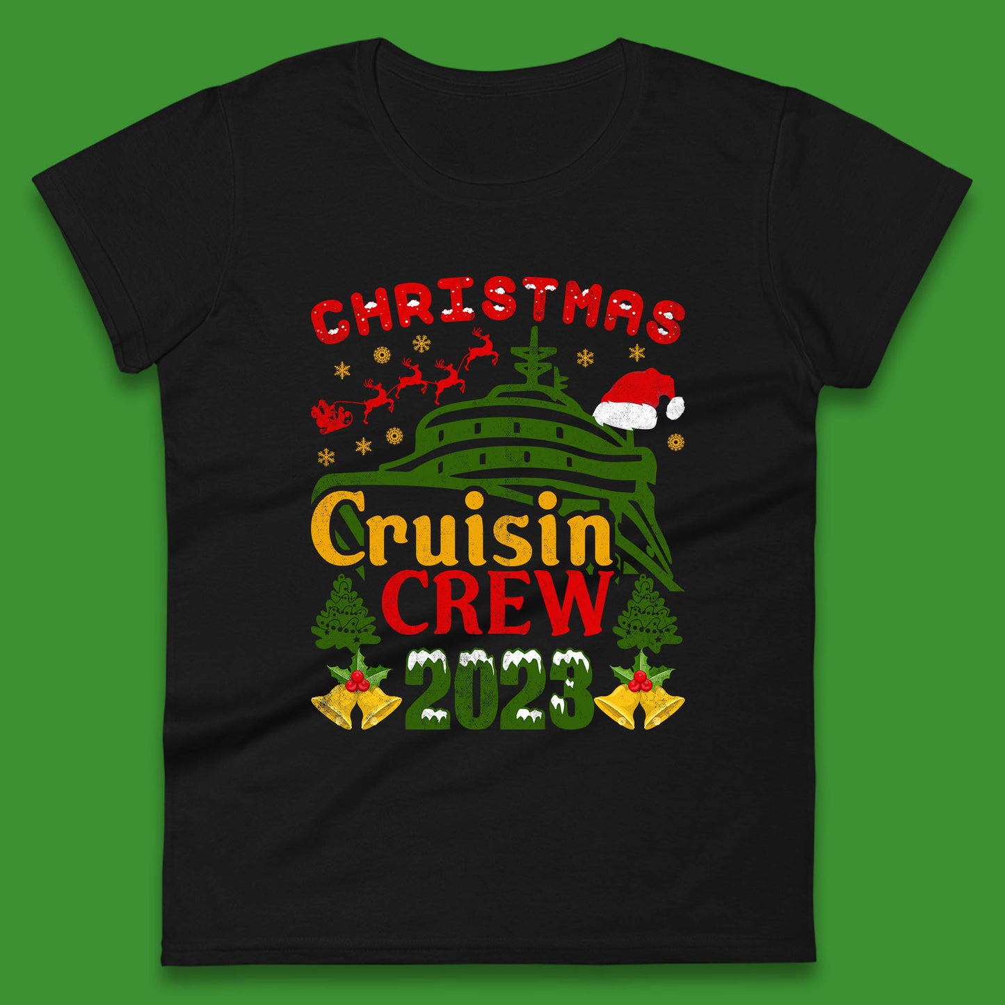 Christmas Cruisin Crew 2023 Xmas Cruise Vacation Cruising Squad Womens Tee Top