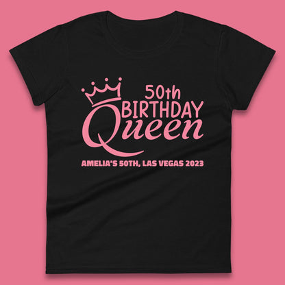 Personalised Birthday Queen Custom Birthday Year Your Name City And Year Birthday Party Womens Tee Top