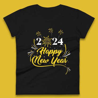 2024 Happy New Year Fireworks Womens T-Shirt