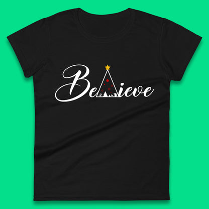 women's believe christmas shirt