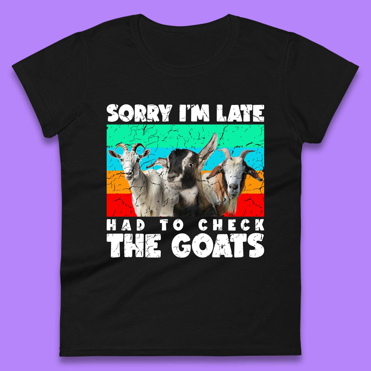 Sorry I'm Late Had To Check The Goats Vintage Goat Lover Farmer Womens Tee Top