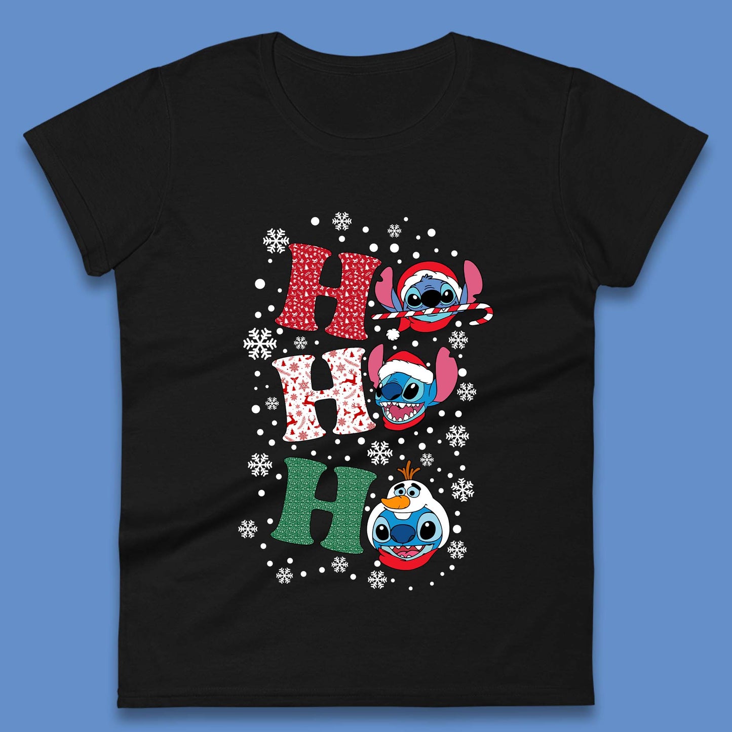 Ho Ho Ho Stitch Christmas Womens T-Shirt