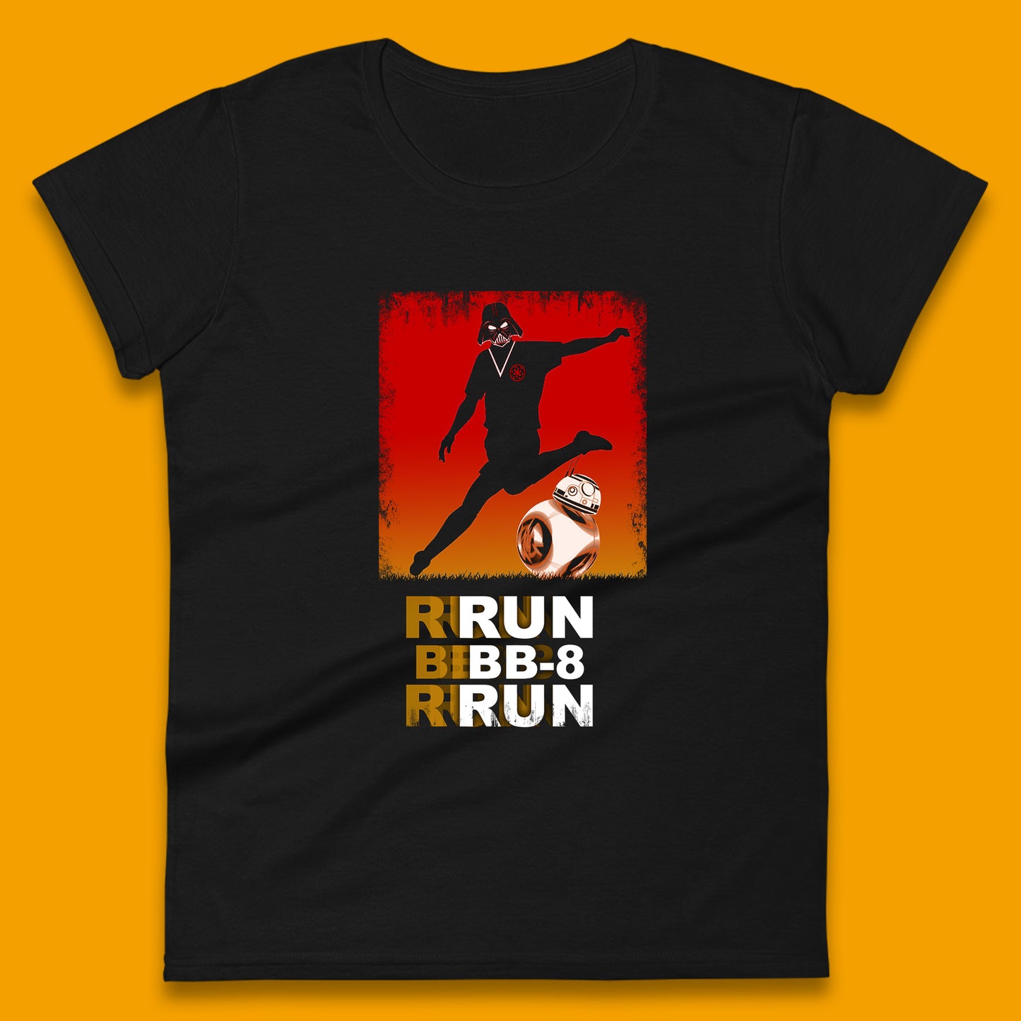 Run BB-8 Run Darth Vader Hitting BB8 Sci Fi Adventure Movie Character Star Wars 46th Anniversary Womens Tee Top