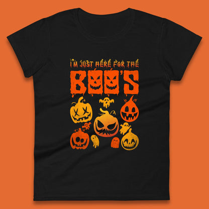 I'm Just Here For The Boos Halloween Funny Pumpkin Ghost Boos Jack-o-lantern Womens Tee Top