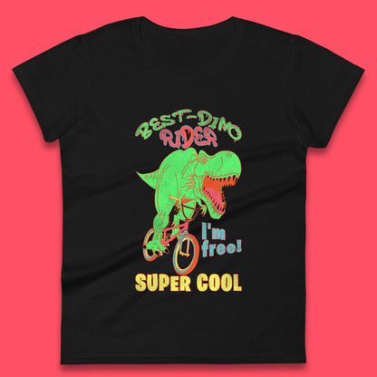 Dinosaur Riding Bicycle Womens T-Shirt