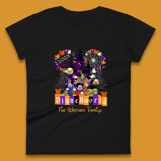 Personalised Disneyworld Halloween Family Disneyland Castle Mickey And Friends Disney Trip Womens Tee Top