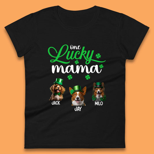 Personalised One Lucky Dog Mama Womens T-Shirt