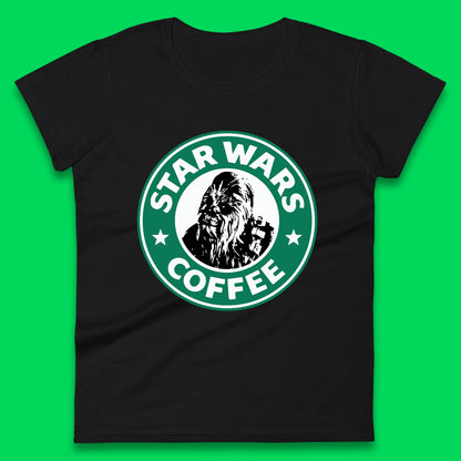 Chewbacca Star Wars Coffee Sci-fi Action Adventure Movie Character Starbucks Coffee Spoof 46th Anniversary Womens Tee Top