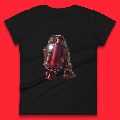 The Iron Man Spoof R2-D2 The Clone Wars Galaxy's Edge Trip R2D2 Ready To Rock Star Wars 46th Anniversary Womens Tee Top