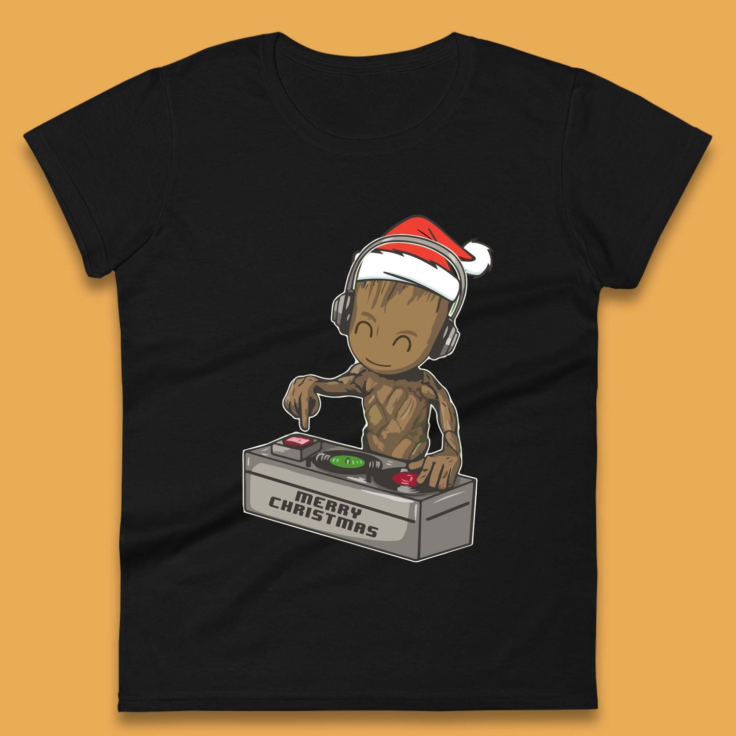 Baby Groot DJ Christmas Womens T-Shirt