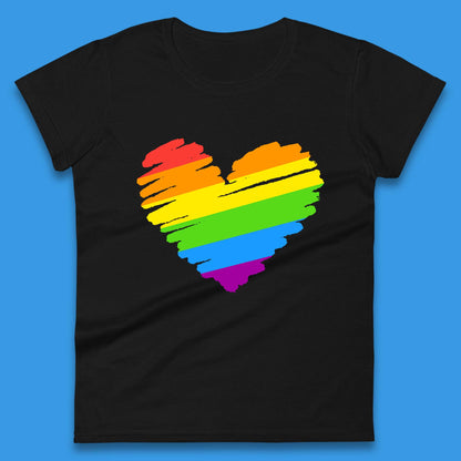 Rainbow Colour Heart Pride LGBTQ Rainbow Pride LGBT Gay Pride Month Womens Tee Top