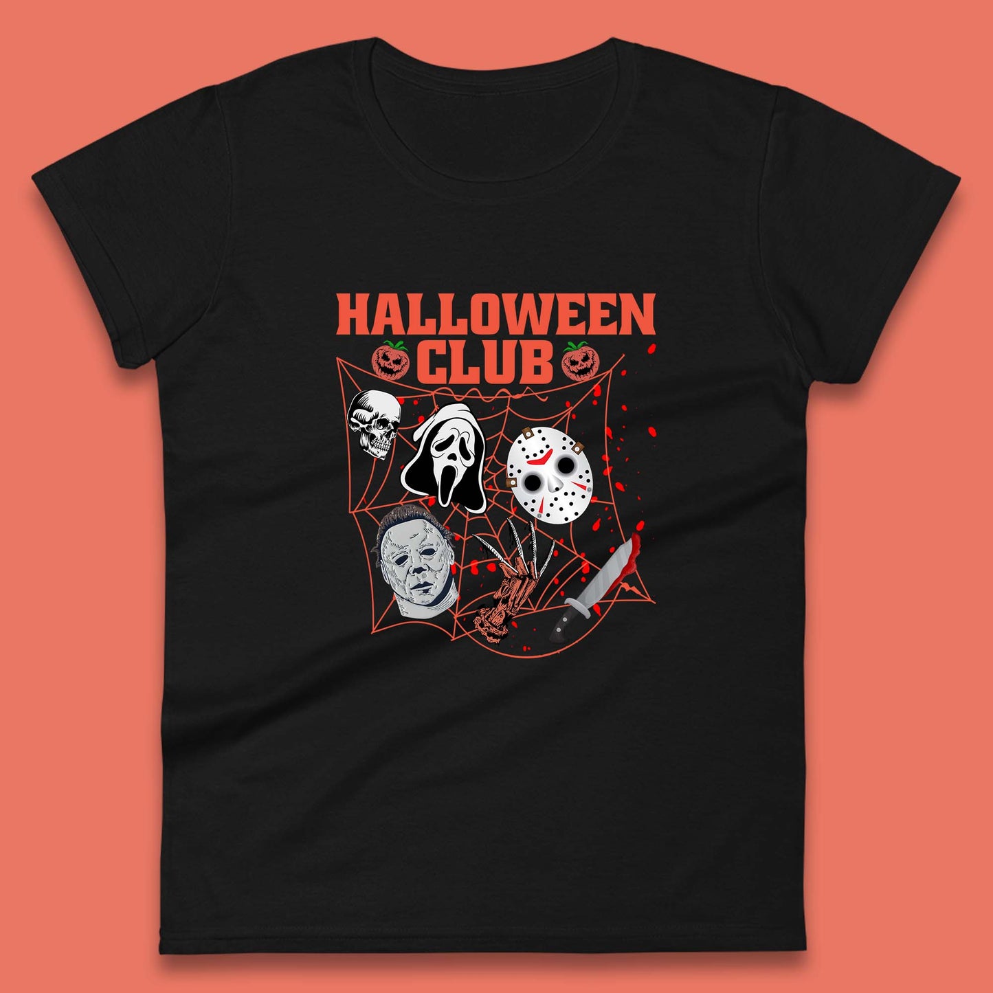 Halloween Club Horror Scary Friends Halloween Horror Movie Characters Womens Tee Top