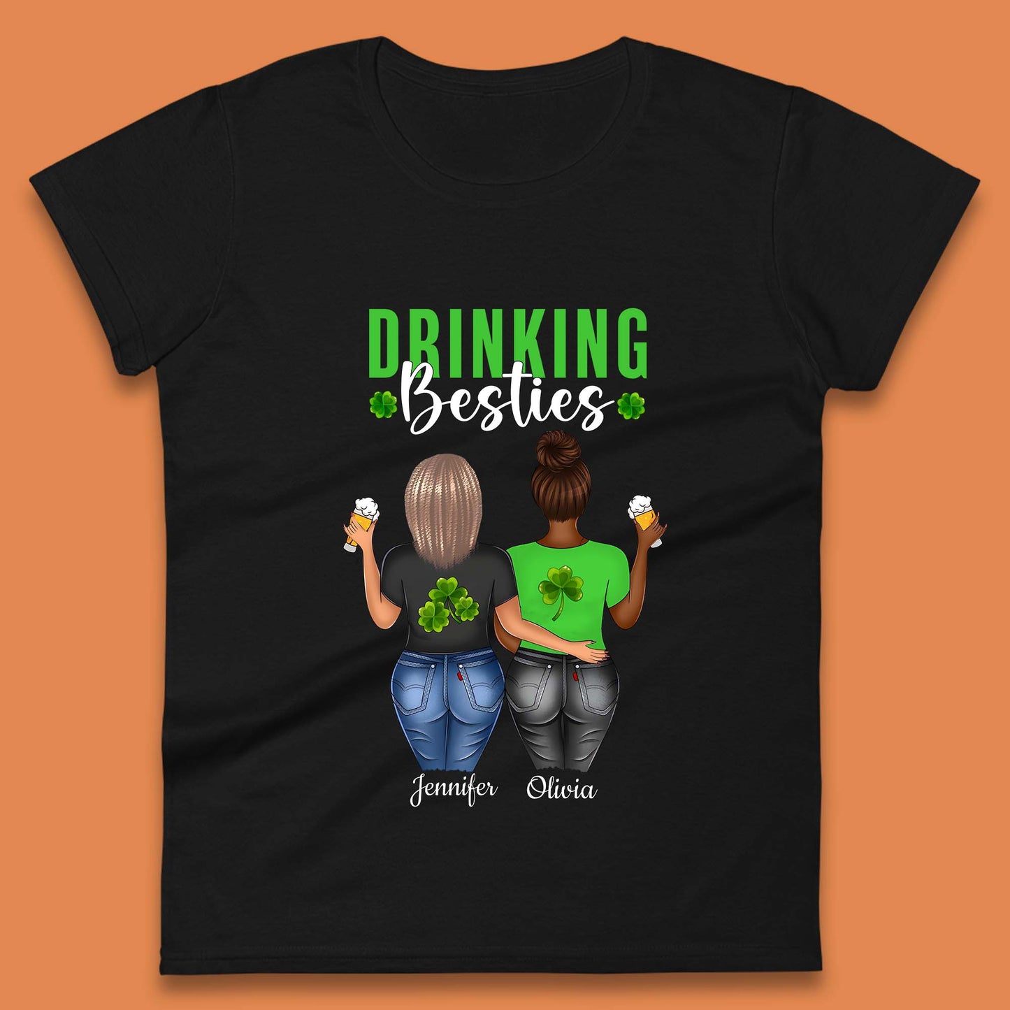 Personalised Drinking Besties Womens T-Shirt