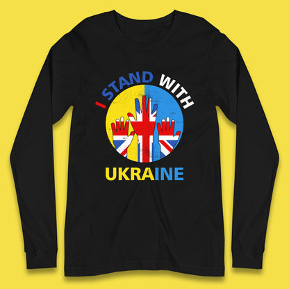 Peace Ukraine I Stand With Ukraine Ukrainian Support United Kingdom British Flag Long Sleeve T Shirt