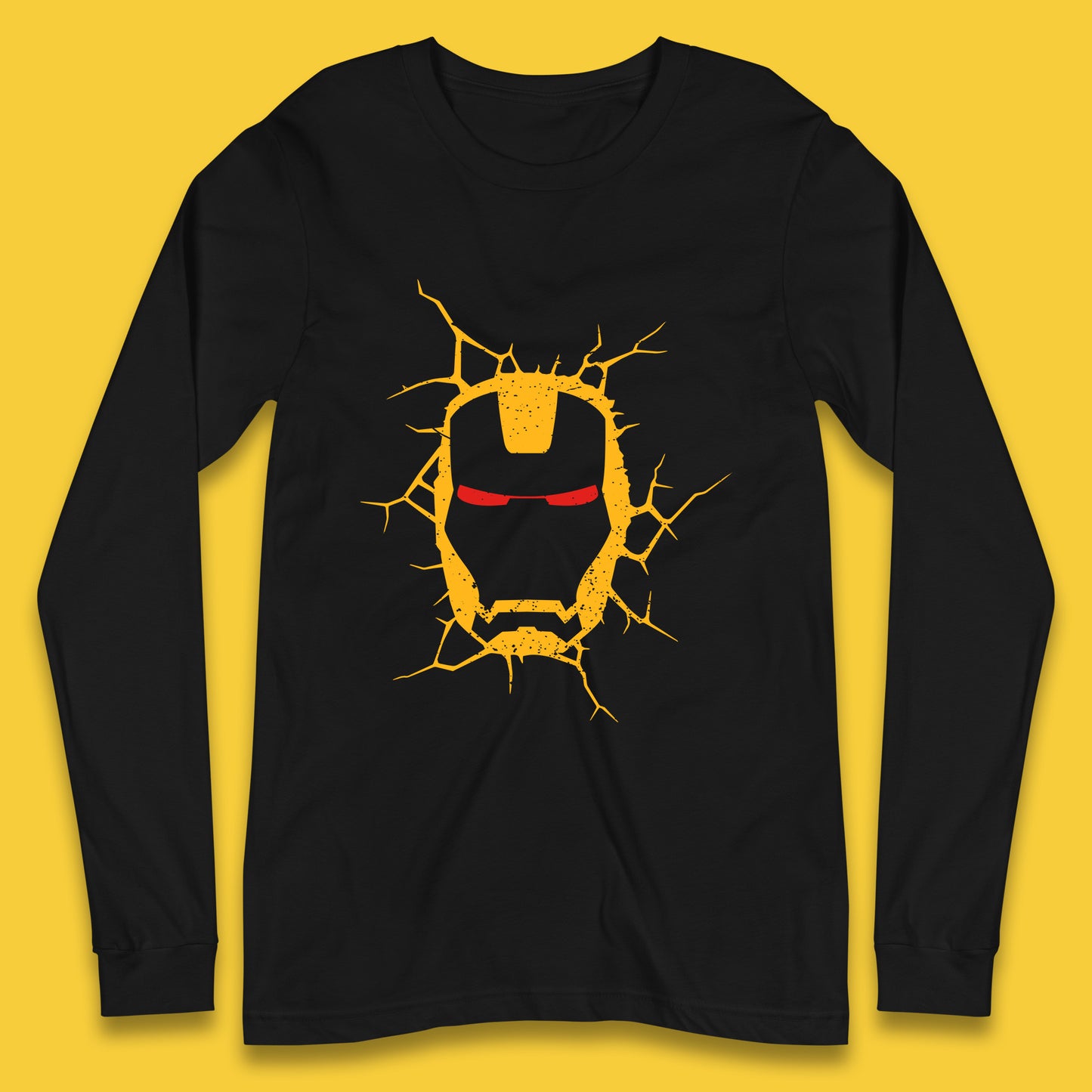 Marvel Avengers Iron Man Face Cracked Wall Art Superhero Comic Book Character Iron-man Marvel Comics Long Sleeve T Shirt