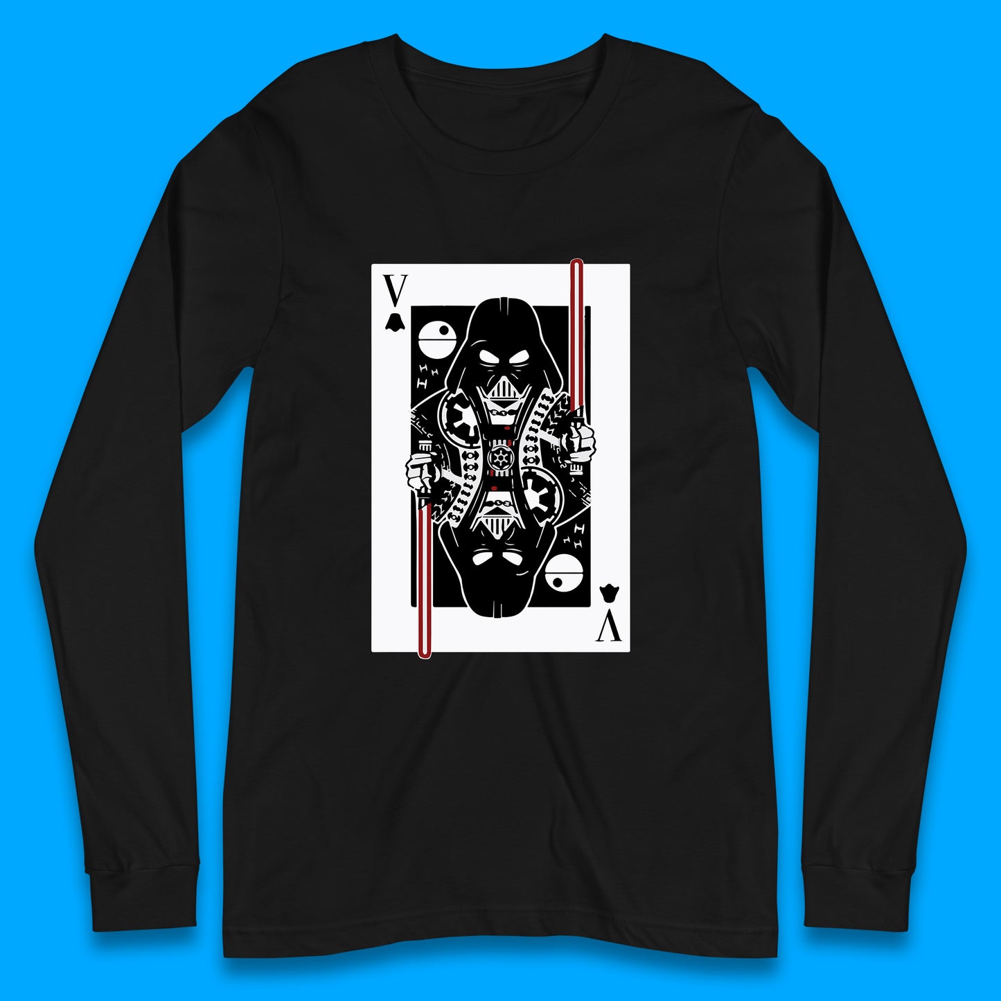 Star Wars Fictional Character Darth Vader Playing Card Vader King Card Sci-fi Action Adventure Movie 46th Anniversary Long Sleeve T Shirt