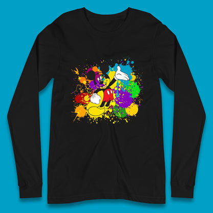 Abstract Paint Splashing On Disney Mickey Mouse Disneyland Trip Long Sleeve T Shirt