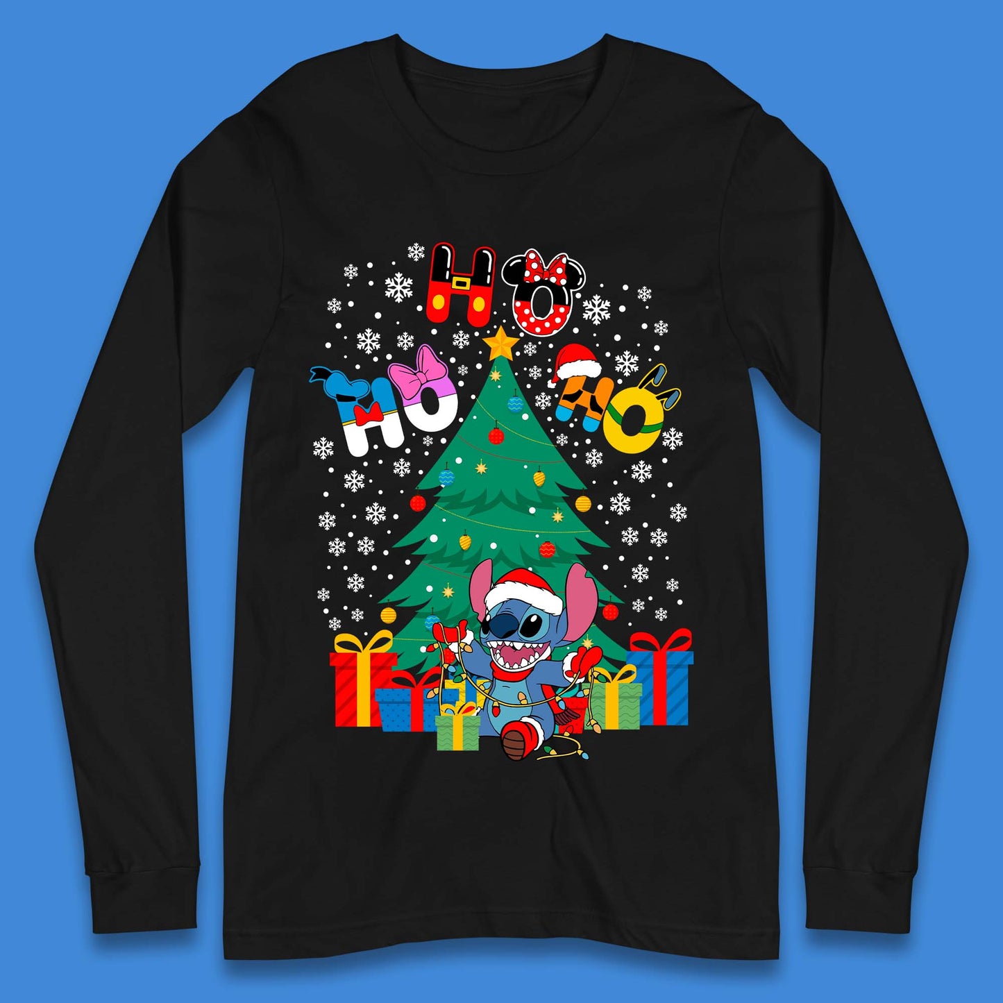 Ho Ho Ho Stitch Christmas Long Sleeve T-Shirt