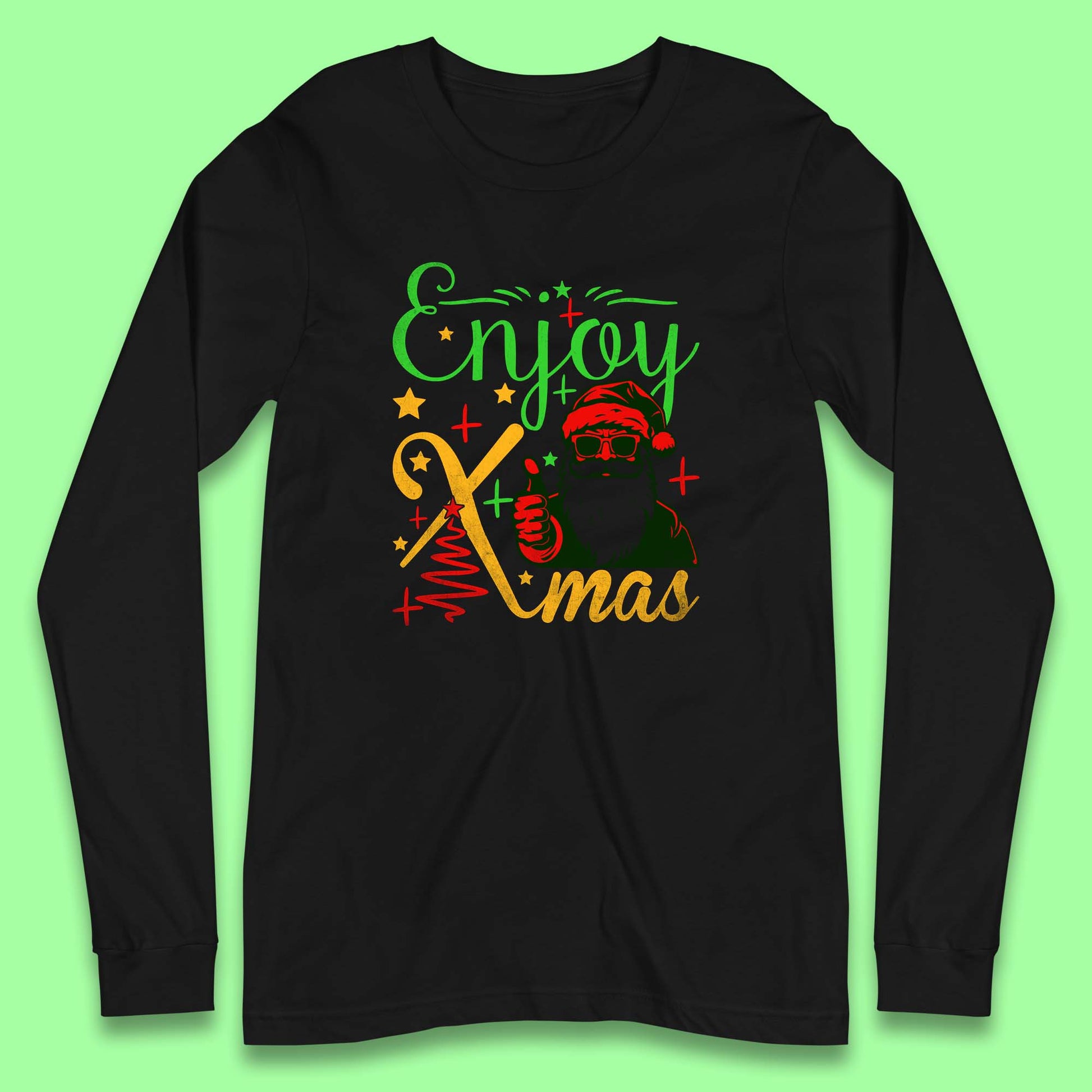 santa claus thumbs up christmas long sleeve t shirt