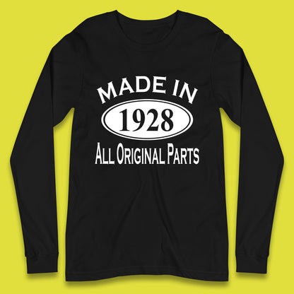 Made In 1928 All Original Parts Vintage Retro 95th Birthday Funny 95 Years Old Birthday Gift Long Sleeve T Shirt