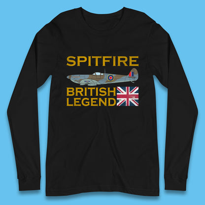 Supermarine Spitfire British Legend Fighter Aircraft Royal Air Force Spitfire WW2 Remembrance Day Long Sleeve T Shirt