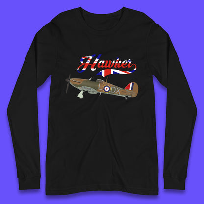 Hawker Hurricane United Kingdom Vintage WWII RAF Fighter Jet British Aircraft Royal Air Force Remembrance Day Long Sleeve T Shirt