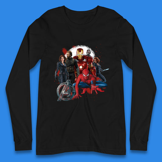 Avengers Age Of Ultron Iron Man Captain America Black Widow Ant Man Spiderman The Avengers Superheroes Marvel Comics Long Sleeve T Shirt