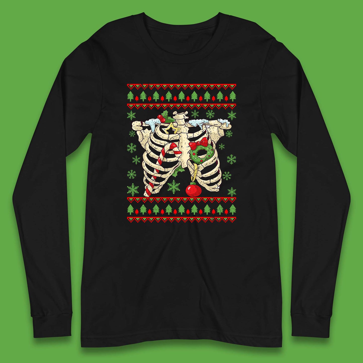 Christmas Ribs Skeleton Long Sleeve T-Shirt