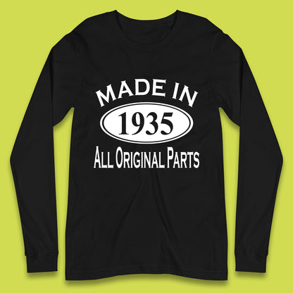 Made In 1935 All Original Parts Vintage Retro 88th Birthday Funny 88 Years Old Birthday Gift Long Sleeve T Shirt