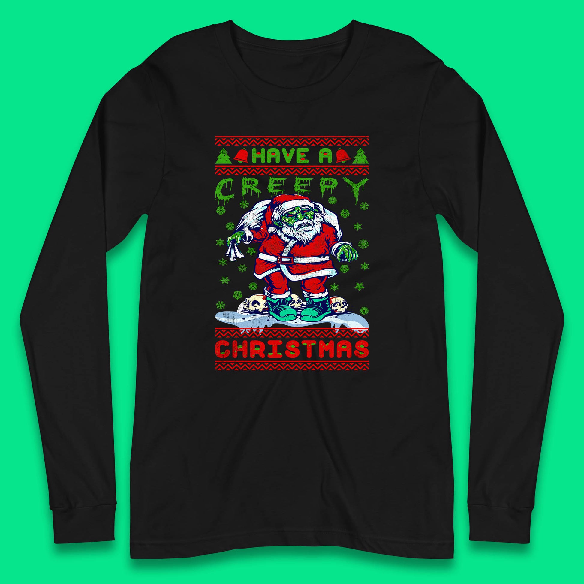 zombie santa claus long sleeve top