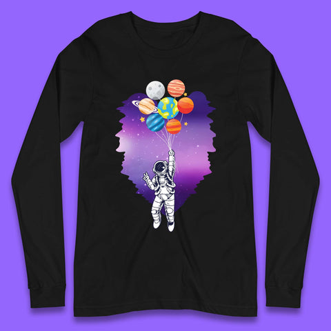 Astronaut Space Planets Balloons Long Sleeve T-Shirt