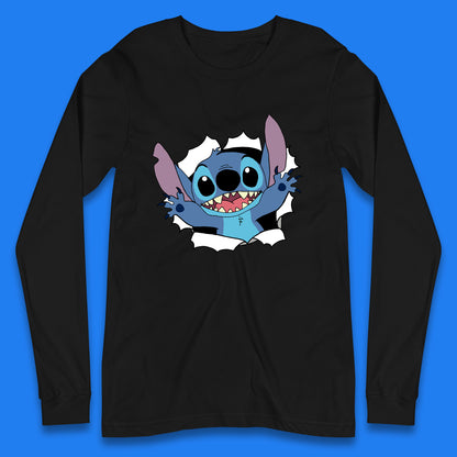 Disney Lilo And Stitch Hello Cartoon Character Ohana Stitch Lover Disneyland Vacation Trip Disney World Long Sleeve T Shirt