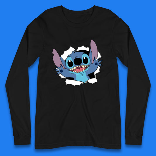 Disney Lilo And Stitch Hello Cartoon Character Ohana Stitch Lover Disneyland Vacation Trip Disney World Long Sleeve T Shirt