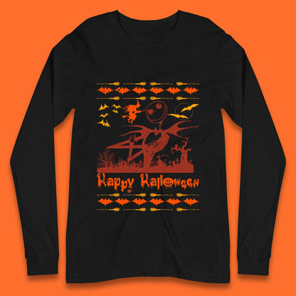 Happy Halloween Jack Skellington Horror Scary Movie Nightmare Before Christmas Long Sleeve T Shirt