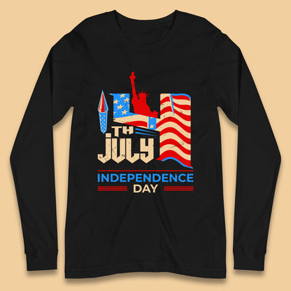 Statue Of Liberty 4th July USA Independence Day Celebration Fireworks Long Sleeve T Shirt