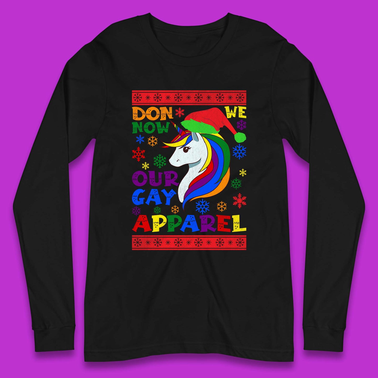 LGBT Rainbow Unicorn Christmas Long Sleeve T-Shirt