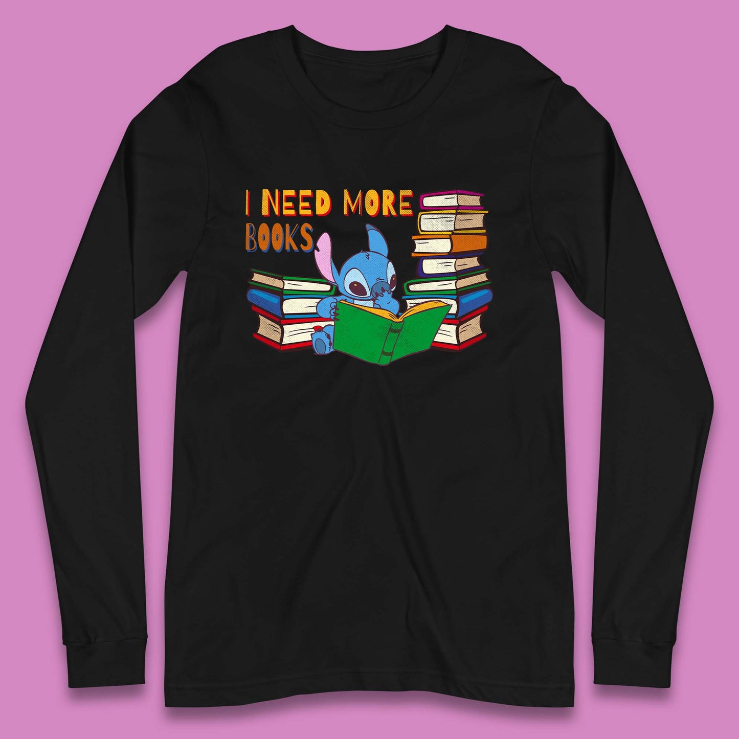 Stitch Reading A Book Long Sleeve T-Shirt