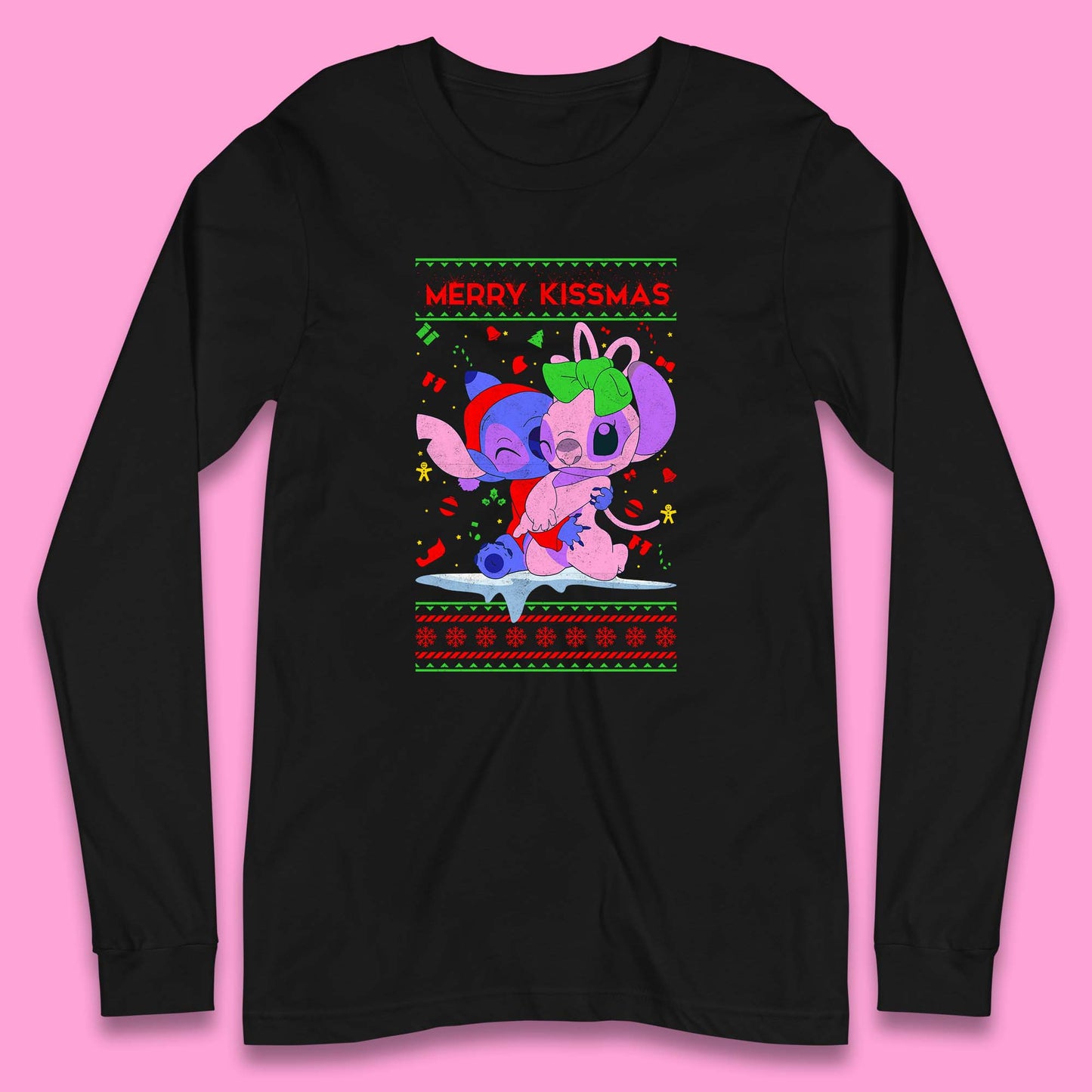 merry kissmas disney stitch and angel t shirt