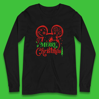 mickey mouse head christmas long sleeve t shirt